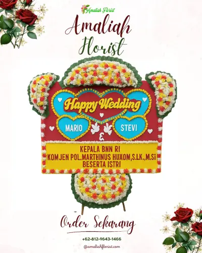 Karangan Papan Bunga Pernikahan di Bebanden